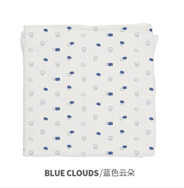 西班牙baby bites嬰兒Muslin多用途純棉襁褓包巾 藍(lán)色云朵