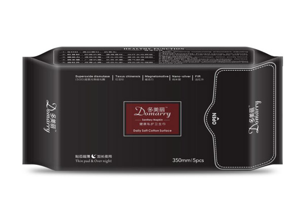 多美麗健康私護(hù)衛(wèi)生巾5片-加長夜用350mm黑色包裝