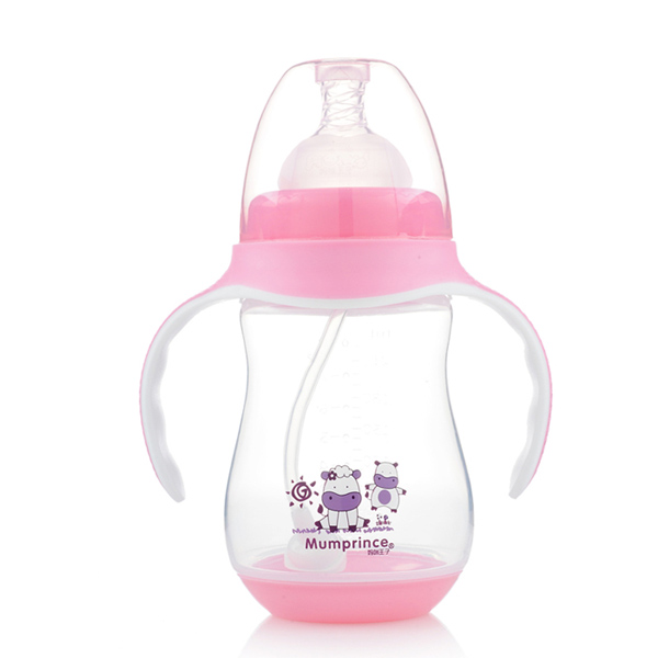 媽咪王子PP寬口自動吸250ml雙色奶瓶 粉色