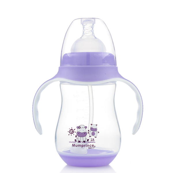 媽咪王子PP寬口自動吸250ml雙色奶瓶 紫色