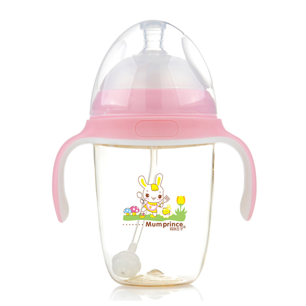 媽咪王子PPSU寬口自動吸300ml奶瓶粉色