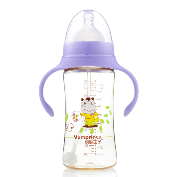 媽咪王子PPSU寬口自動吸300ml奶瓶 紫色