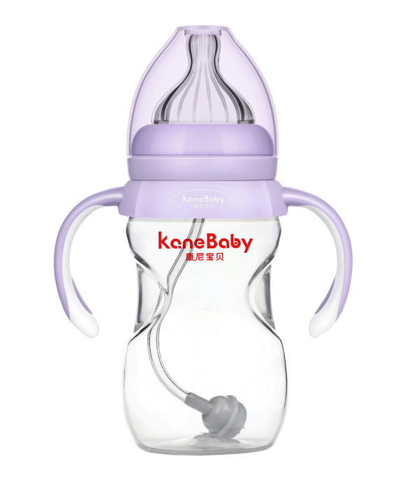 康尼寶貝寬口收腰形雙色手柄帶吸管PP奶瓶240ml.jpg