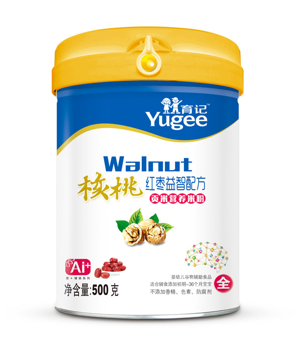 育記貢米營養(yǎng)米粉-核桃紅棗益智配方桶裝