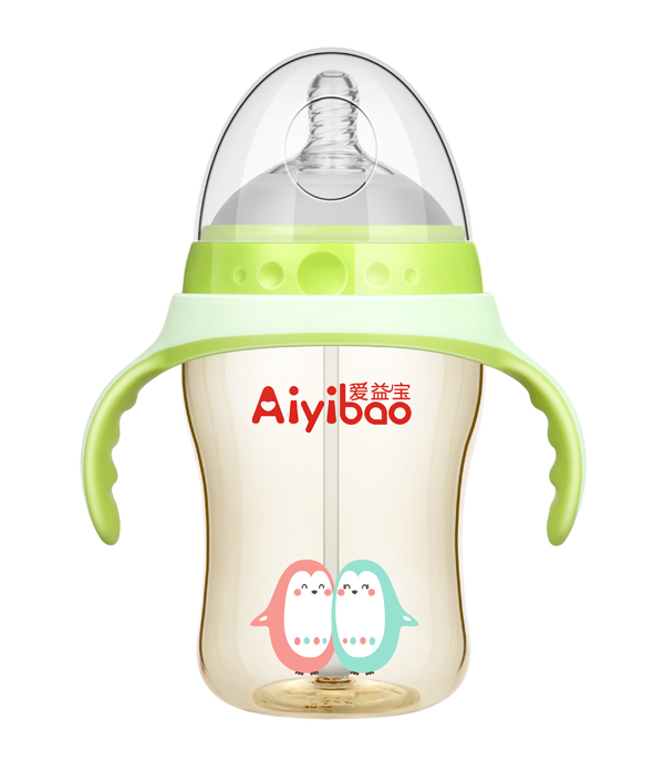 愛益寶廣口有柄自動PPSU奶瓶 綠色