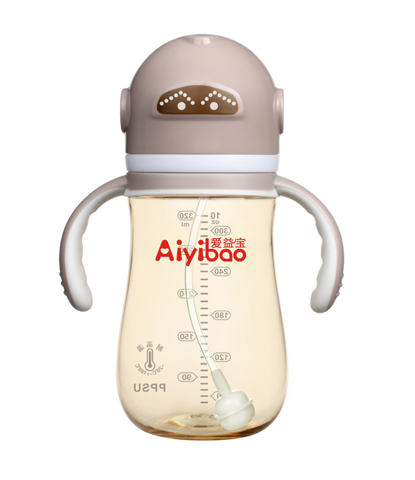 愛(ài)益寶寬口機(jī)器人型PPSU奶瓶 咖色
