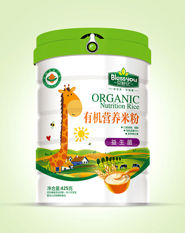 貝熙優(yōu)一標(biāo)一碼有機(jī)米粉425克聽裝(益生菌)