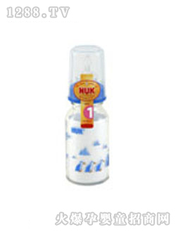 NUK耐高溫玻璃彩色奶瓶125ML(帶1號(hào)仿真通氣奶嘴)