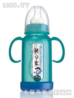 開心寶綠色玻璃奶瓶KXB-8303