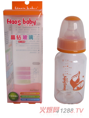 好氏嬰童晶鉆玻璃奶瓶l標口120ml