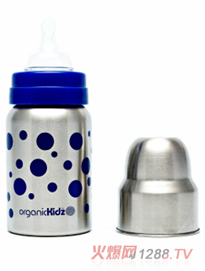 歐可滋不銹鋼寬口奶瓶藍9oz