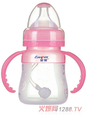 皇嬰寬口硅膠自動奶瓶150ml粉色