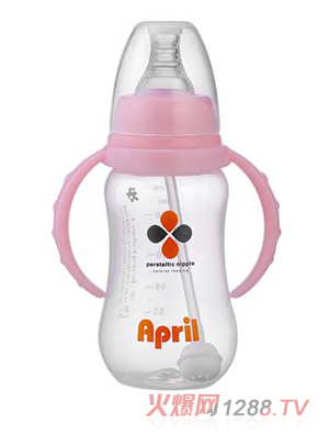 愛普麗標口弧形pp奶瓶180ml（粉）