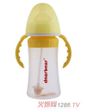 親親貝貝寬口硅膠奶瓶230ml+自動(dòng)吸管+握把