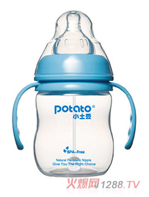 小土豆PP寬口雙柄自動小奶瓶180ml