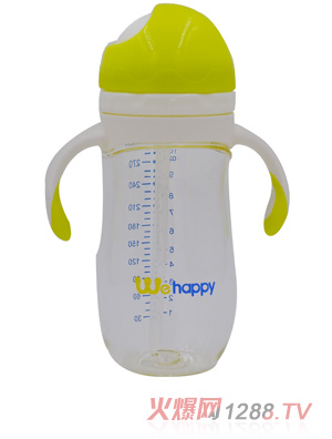 喂嗨皮300ml旋轉(zhuǎn)蘑菇頭PA學飲杯綠色正面