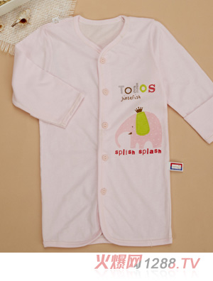 金色小魚純棉素色單面大象束口護(hù)手睡袍