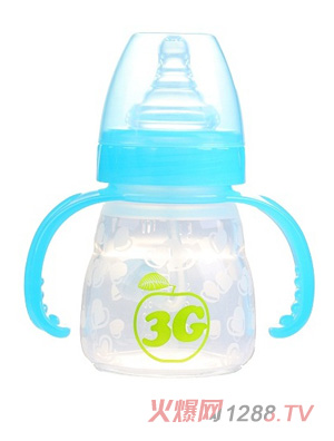 小蘋(píng)果母感硅膠奶瓶150ML藍(lán)色