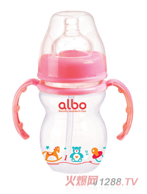 愛(ài)樂(lè)寶210mlPP寬口葫蘆自動(dòng)奶瓶紅