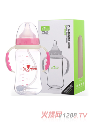 格林博士寬口PP自動(dòng)奶瓶300ML紅色