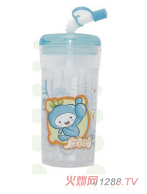 陽(yáng)光兔卡通吸管水壺350ML藍(lán)色