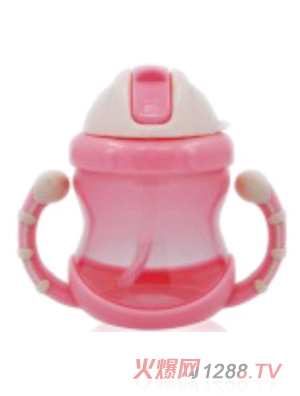 陽(yáng)光兔210ML滑蓋訓(xùn)練吸管杯粉色