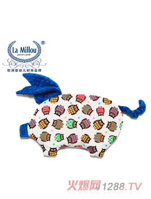 拉米洛華麗貓頭鷹小豬枕加勒比海藍(lán)