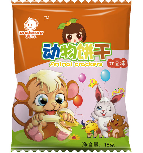 麥聰動物餅干紅豆味