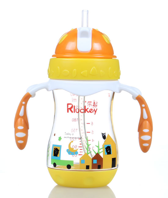 樂起PPSU帶吸管水壺240ml橙色