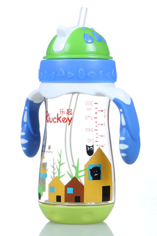 樂起PPSU歪嘴帶吸管水壺300ml藍(lán)色